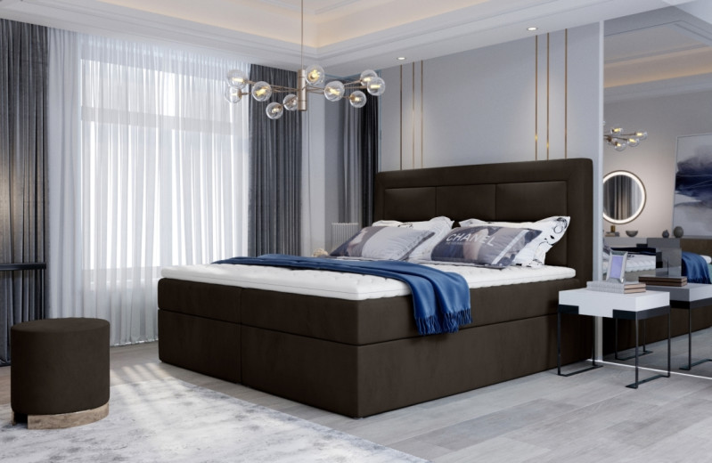 Boxspring KORBELA 11 160x200, tmavě hnědá látka