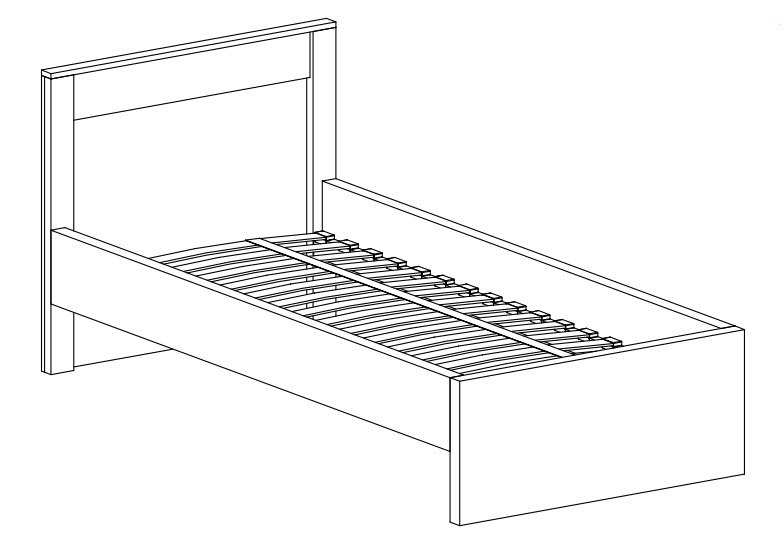 Postel 90x200 SWED S20, jasan bílý