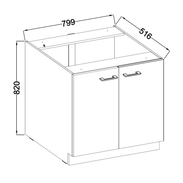 ARCENIO, skříňka dolní 80 D 2F BB, korpus: dub artisan, dvířka: lanýžově šedá