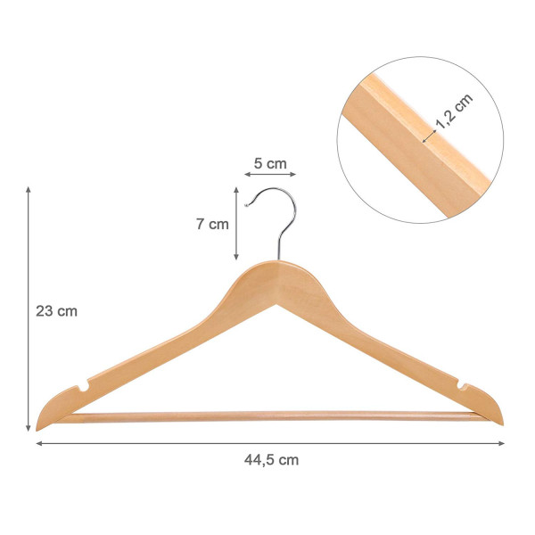 SONGMICS Dřevěné ramínko na oděvy 50 kusů - přírodní