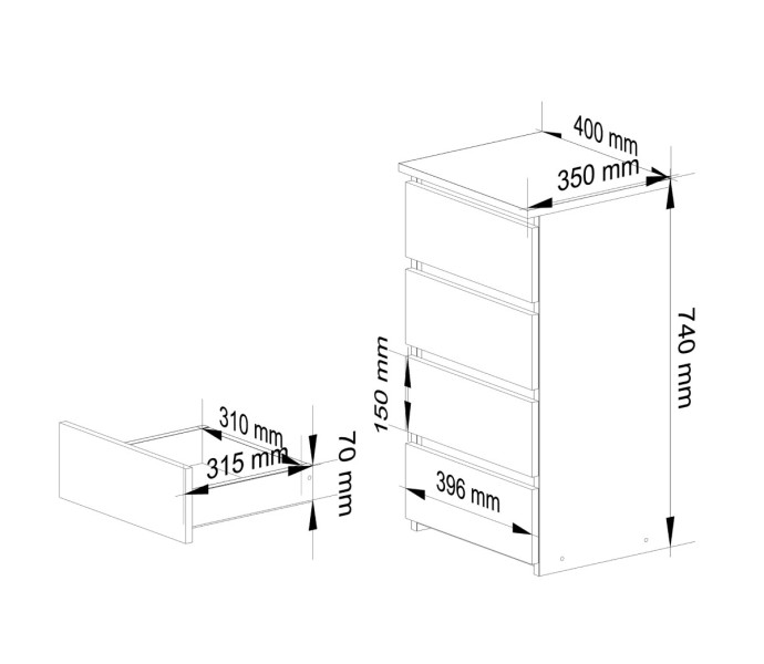 Ak furniture Komoda CL4 40 cm dub sonoma/bílá