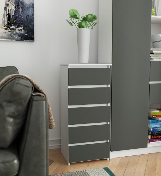 Ak furniture Komoda CL5 40 cm bílá/grafitově šedá