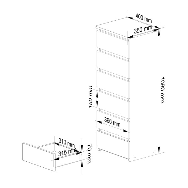 Ak furniture Komoda CL6 40 cm grafitově šedá