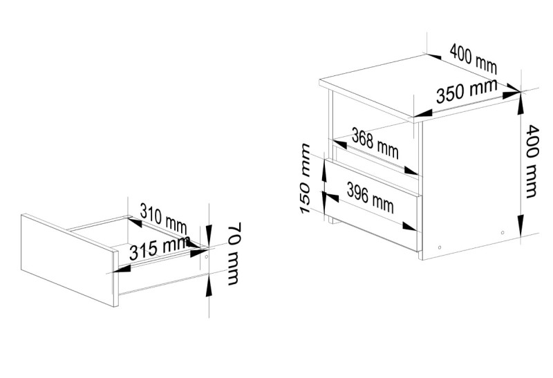 Ak furniture Noční stolek CL1 40 cm bílý