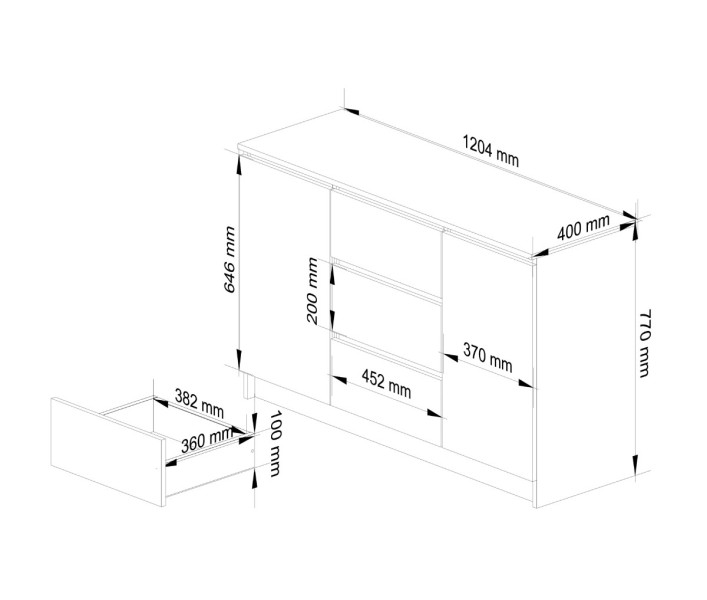 Ak furniture Komoda 120 cm K016 bílá