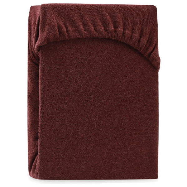 Froté prostěradlo s gumou AmeliaHome Ruby hnědé, velikost 200-220x200