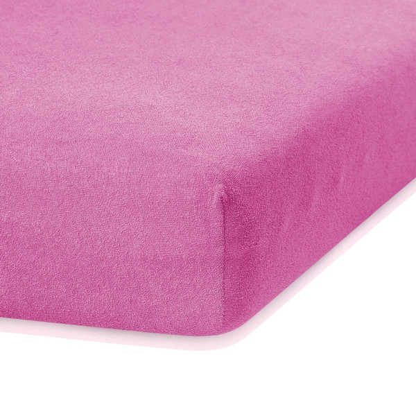 Froté prostěradlo s gumou AmeliaHome Ruby sytě růžové, velikost 220-240x220+30