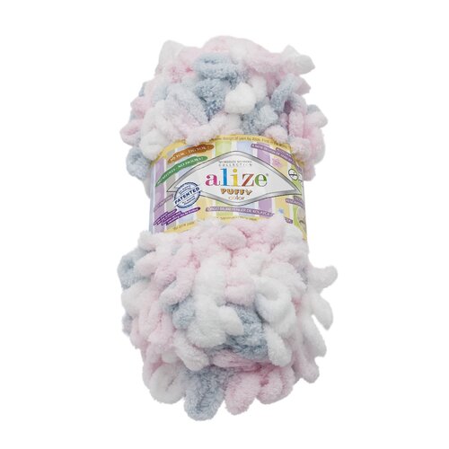 Bellatex Příze PUFFY color bílá, šedá, světle růžová, 100 g / 9 m