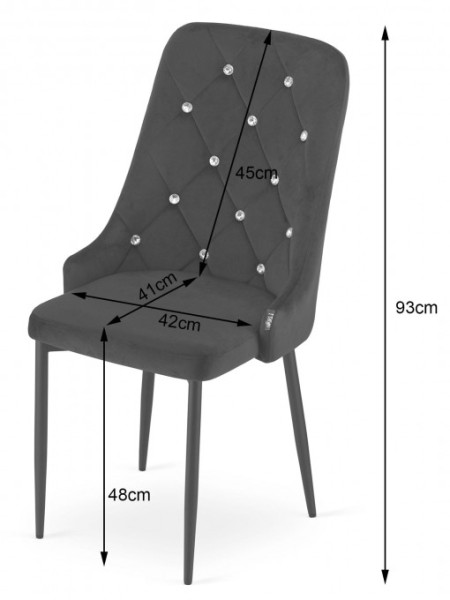 Set tří jídelních židlí AMORE černé (nohy černé) (3ks)