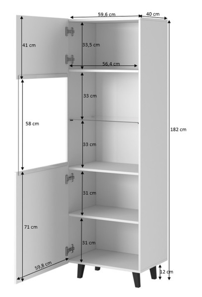 HALMAR Vysoká vitrína Pafos 60 cm černá