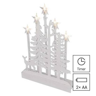 EMOS Dřevěná LED dekorace Fores s časovačem 35,5 cm teplá bílá