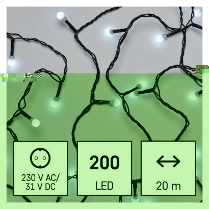 EMOS Světelný LED řetěz Cherry  s časovačem 20 m studená bílá