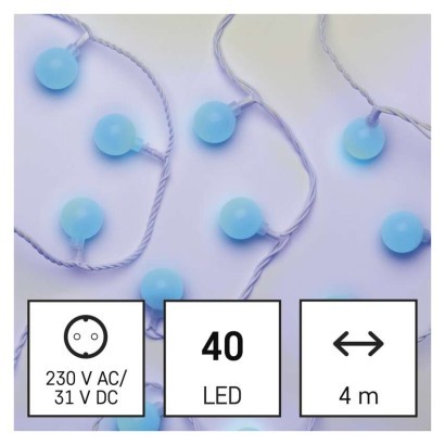 EMOS Světelný LED řetěz Cherry s časovačem 4 m modré světlo