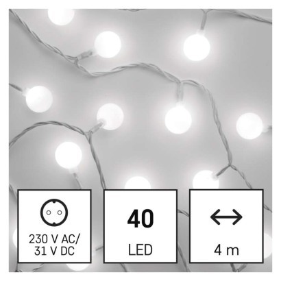 EMOS Světelný LED řetěz Cherry s časovačem 4 m studená bílá