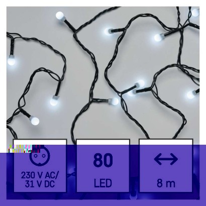 EMOS Světelný LED řetěz Cherry s časovačem 8 m studená bílá