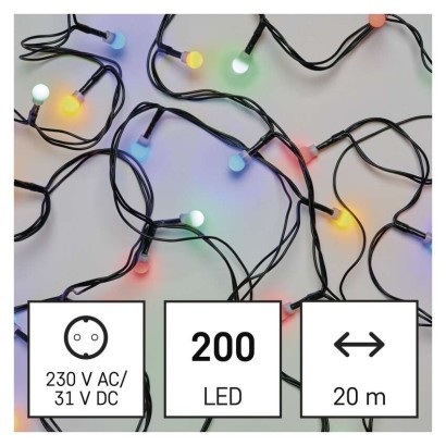 EMOS Světelný LED řetěz Cherry s programy 20 m vícebarevný