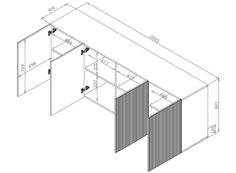 HALMAR Komoda Pafos 200 cm bílá