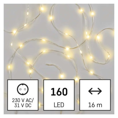 EMOS LED vánoční Nanos řetěz s časovačem 16 m teplá bílá