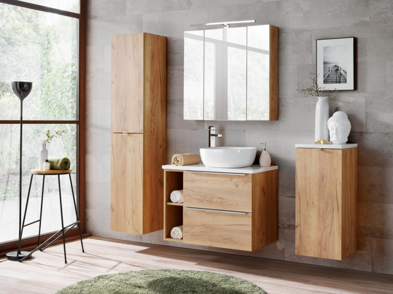 ArtCom Vysoká skříňka do koupelny CAPRI Oak 800