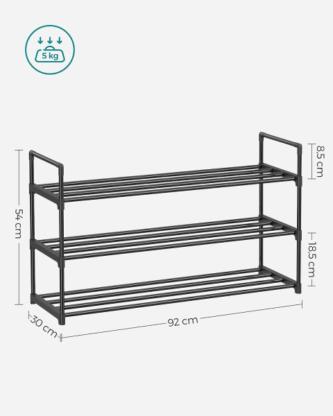 SONGMICS Botník Clarna 92 cm černý