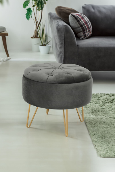 Ak furniture Taburet ROCA samet šedý