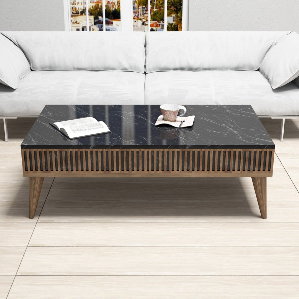 Kalune Design Sestava nábytku do obývacího pokoje Milan ořech/černý mramor