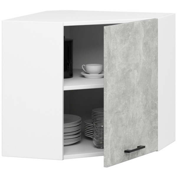 Ak furniture Rohová závěsná kuchyňská skříňka Olivie W 60 cm bílá/beton