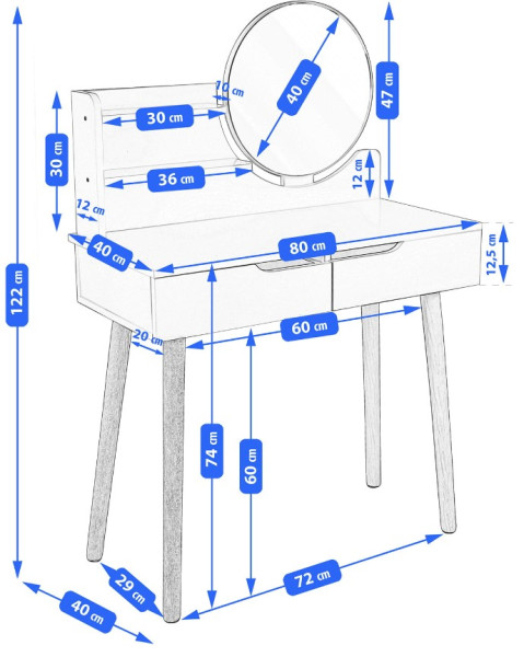 ArtJum Toaletní stolek SCANDI 2 LED | CM-254121