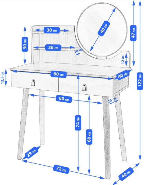 ArtJum Toaletní stolek SCANDI 2 LED | CM-254138