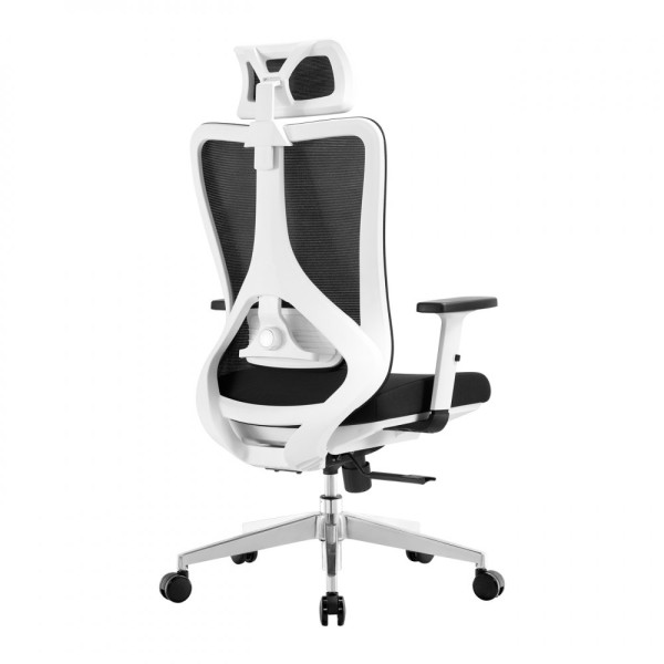 Kancelářská ergonomická židle GRANDE white – látka, černá, nosnost 150 kg