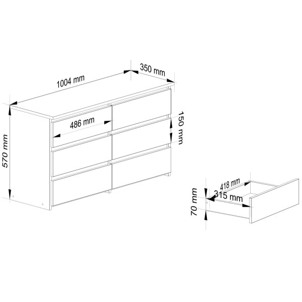 Ak furniture Komoda CL6 100 cm grafitově šedá