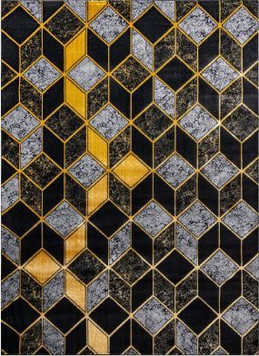 Kusový koberec Gloss 400B 86 3D geometric black/gold