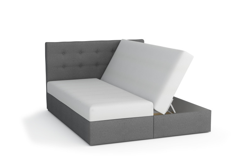 Čalouněná postel CESMIN 180x200 cm, krémová se vzorem/bílá