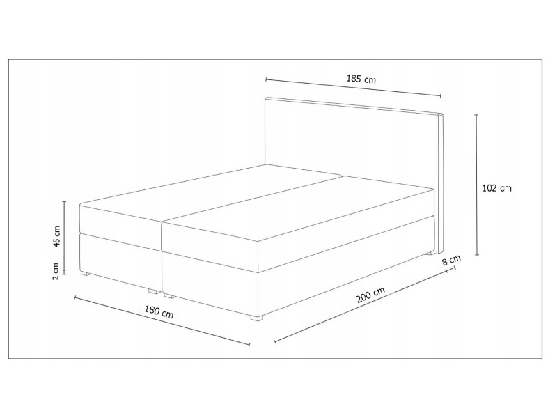 Postel boxspring MACAO 180x200 cm, černá látka/bílá ekokůže