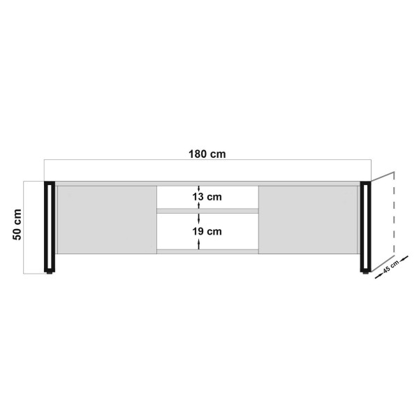 TV stolek AGUJA 180 cm, atlantská borovice/černá