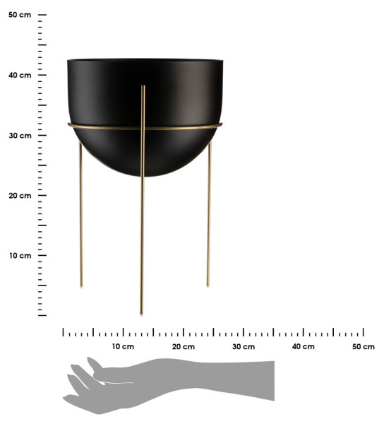 DekorStyle Květináč na stojanu LOFT I 43 cm černý/zlatý