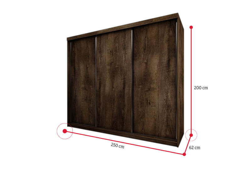 Expedo Posuvná skříň TALIA 25, 100x200x62, tmavý jasan