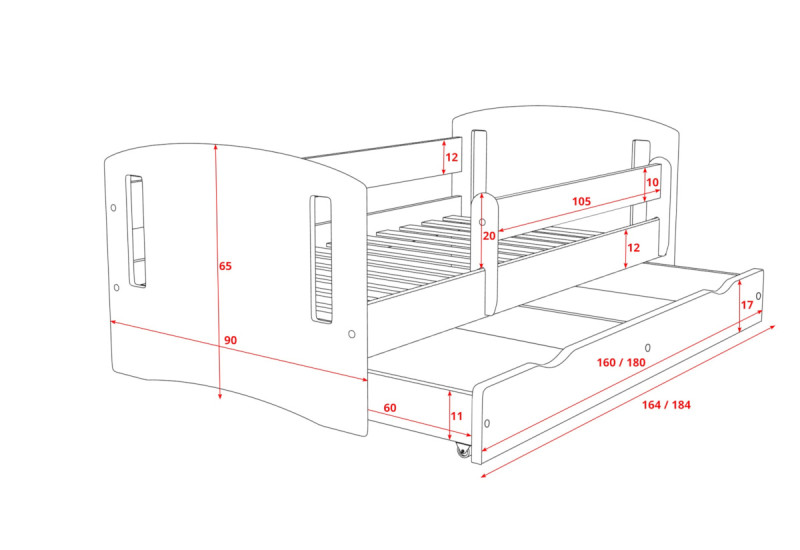 Expedo Dětská postel MAGIC 2 + matrace + úložný prostor, 140x80, růžová