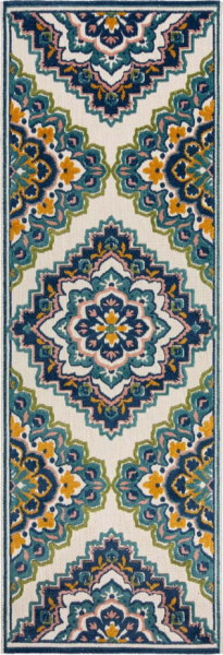 Modrý venkovní koberec 80x230 cm Beach Floral – Flair Rugs