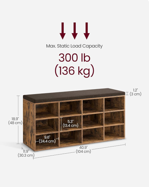 SONGMICS Botník Vasagle Endersen 104 cm hnědý/černý