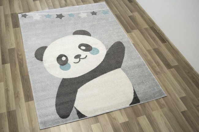 Dětský koberec Emily Kids 5864A Panda šedý / tyrkysový