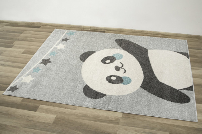 Dětský koberec Emily Kids 5864A Panda šedý / tyrkysový