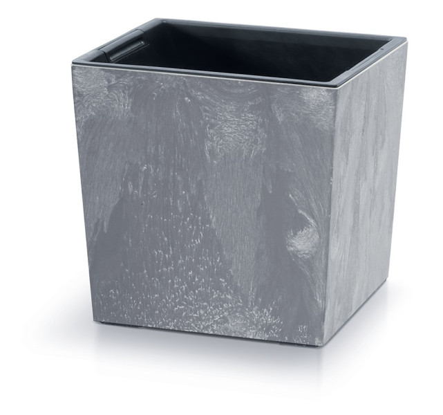 Prosperplast Květináč NURBI CUBE BETON EFFECT tmavě šedý, varianta 29,5 cm