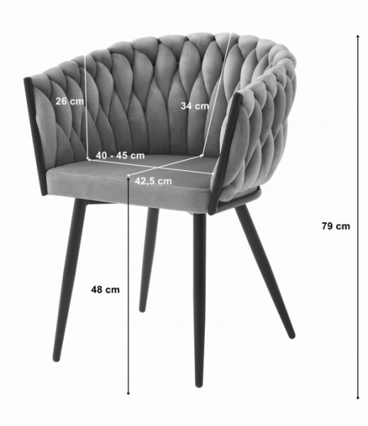 Set dvou jídelních židlí ORION sametové světle šedé (2ks)