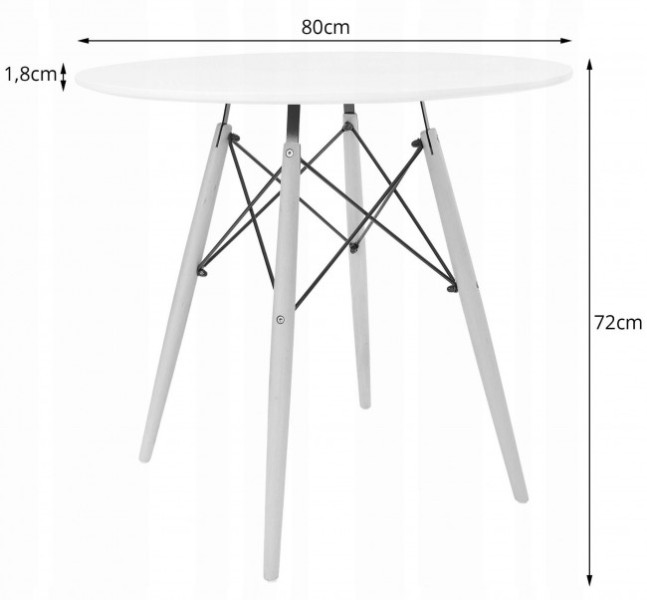 Jídelní stůl TODI bílý 80 cm se čtyřmi židlemi MARK černé