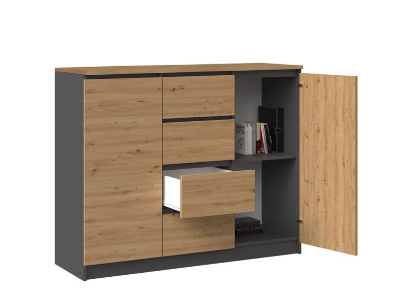 TP Living Komoda 2D4S 120 cm dub artisan/antracit