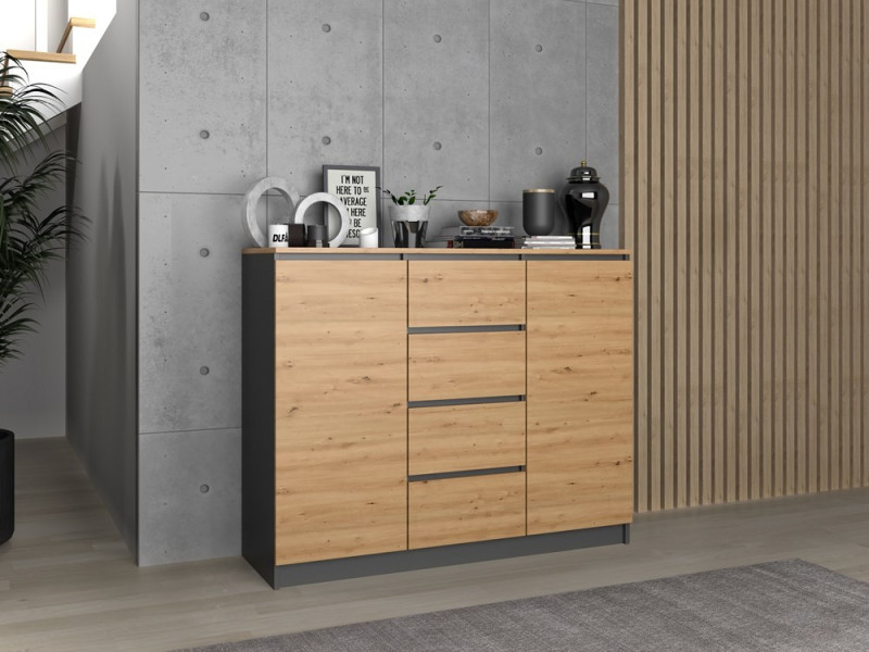 TP Living Komoda 2D4S 120 cm dub artisan/antracit