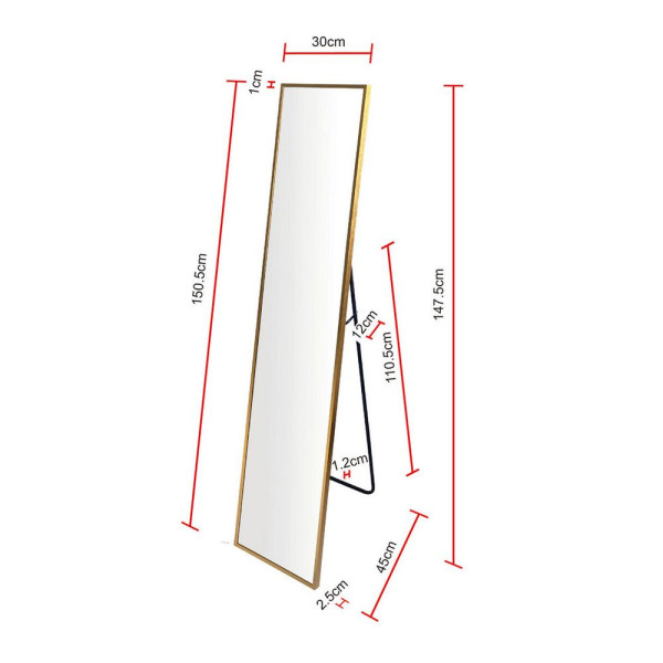 Stojací zrcadlo zlatá