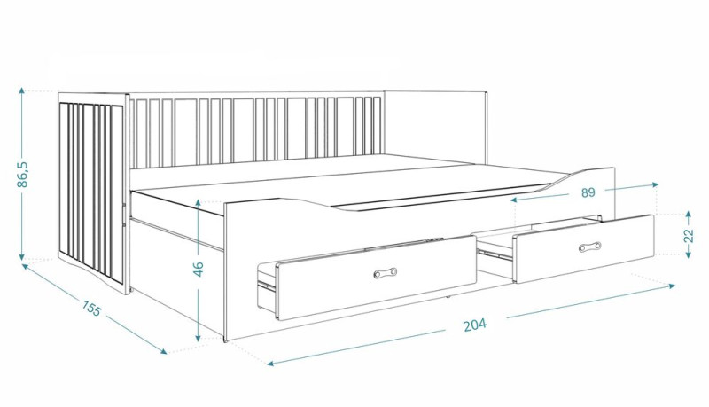 AJK - meble AJK meble Rozkládací dětská postel Hermes 80 x 200 cm + 2x matrace + rošt