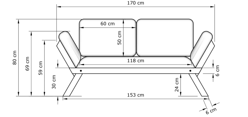 MarLiving Rozkládací futonová pohovka BREEZIO 01 170 cm z masivu/oranžová